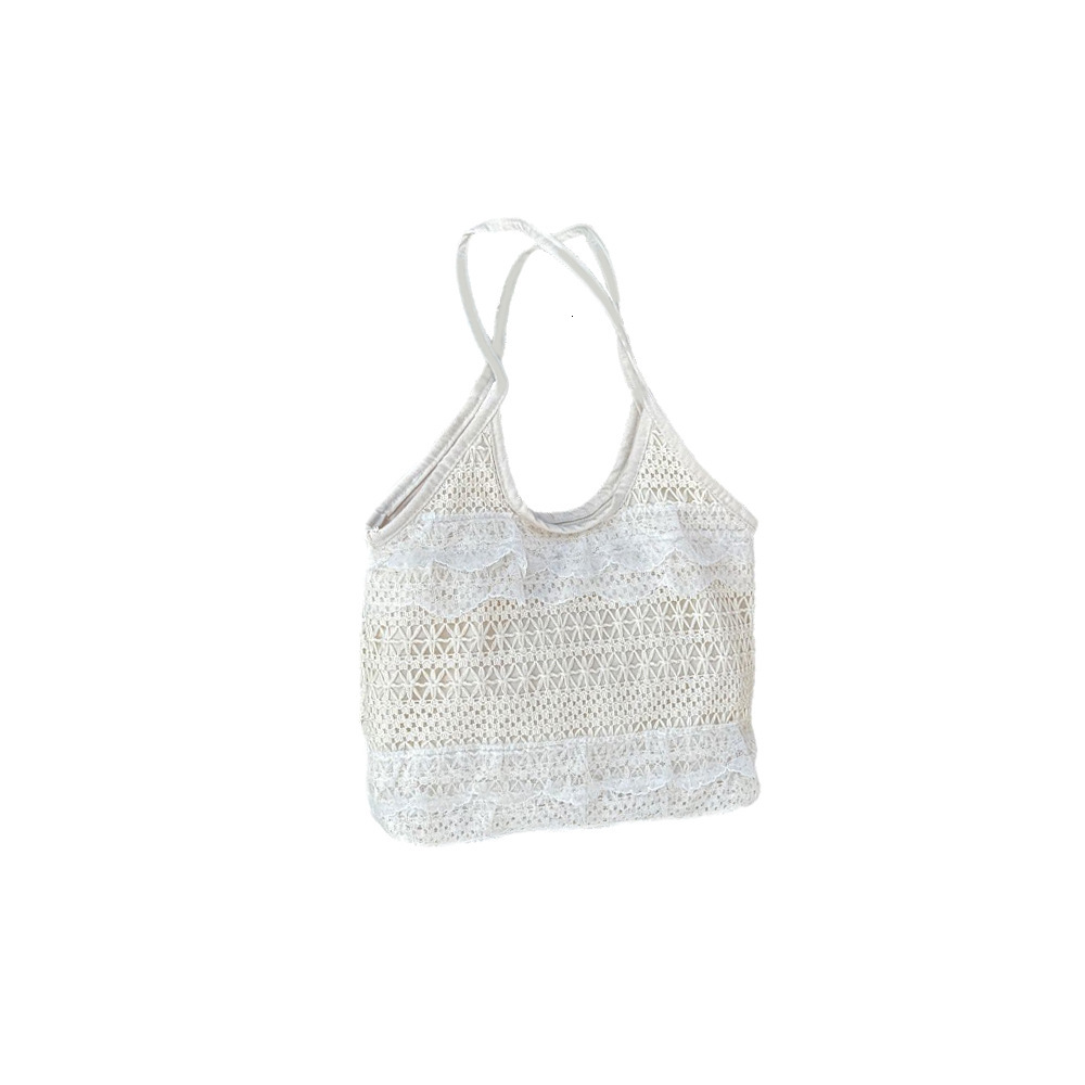 2025 new spring and summer leisure vacation fairy shaped lace mesh underarm large capacity single shoulder women's bag beach vacation bag trend h