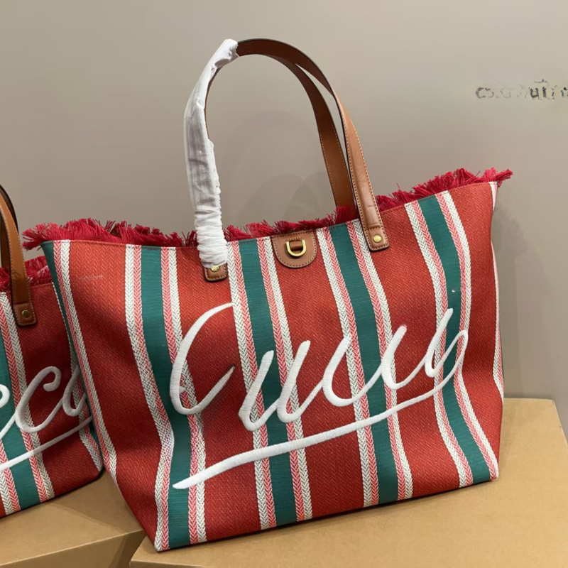 10ABold striped herringbone cotton canvas shoulder bag shopping bag mommy bag designer fashion bag 2025