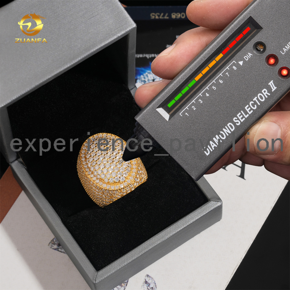 Mens Moissanite Ring Solid 925 Silver Hip Hop Jewelry Ready to Ship Pass Diamond Tester Cuban Ring