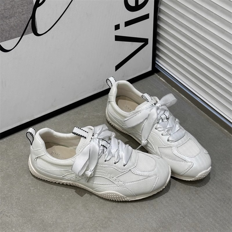 De Xun Shoes Women 2025 New Summer Single Mesh Breathable Thin White Shoes Casual Sports Shoes Hot selling Forrest Gump Shoes Beige 35-40