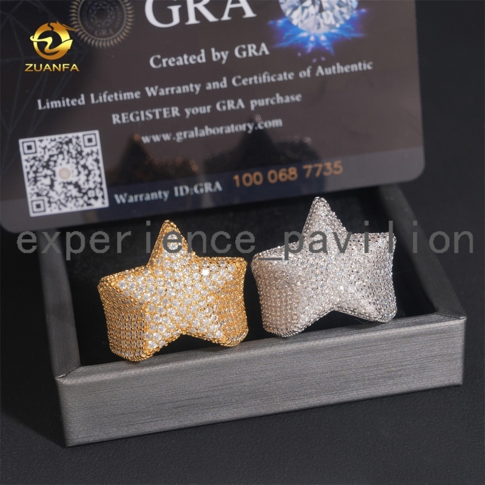 Pass Diamond Tester Hip Hop Star Iced Out Luxury VVS Mens 925 Silver Moissanite Ring