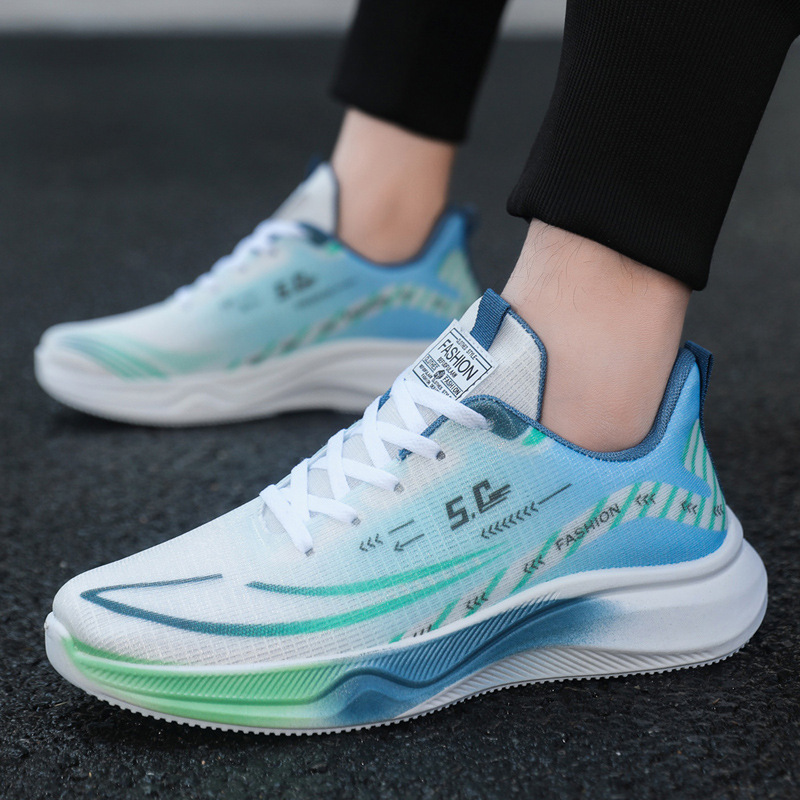 Lightweight sports for men, spring 2025 new breathable ice silk mesh men's shoes, thick soled casual running shoes