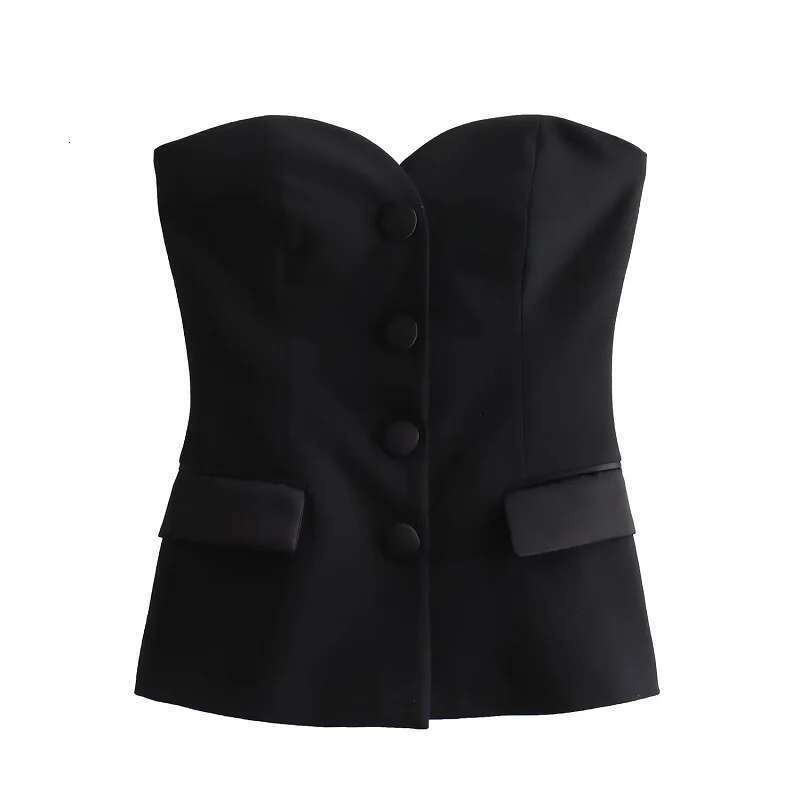 TRAF Women's 2024 Summer Tanks&Camis Elegant Tube Top Ladies Fashion Casual White Black Sleeveless Backless Corset Tops