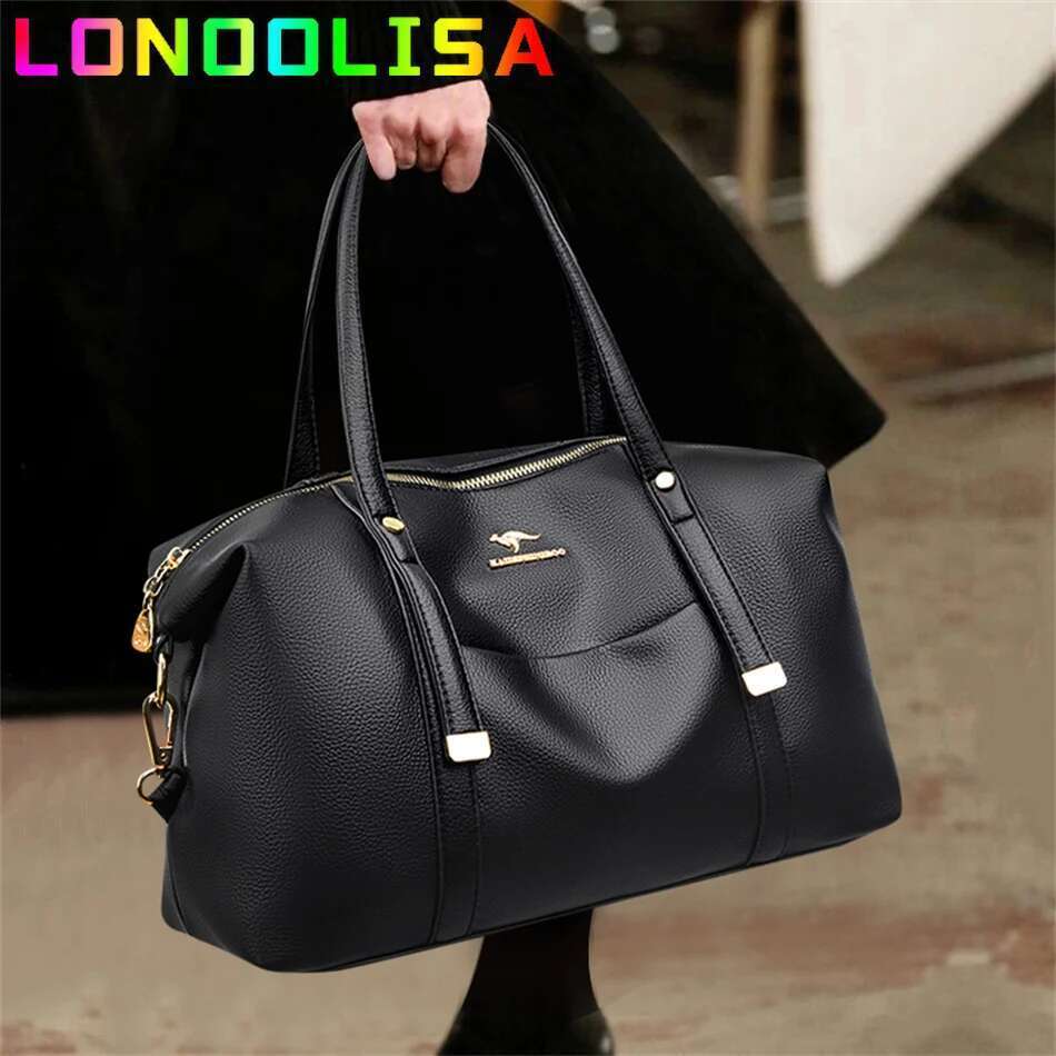 Genuine Brand Casual Tote Soft Leather Large Capacity Handbag Women's 2024 Shoulder Crossbody Bat Bag Sac A Main