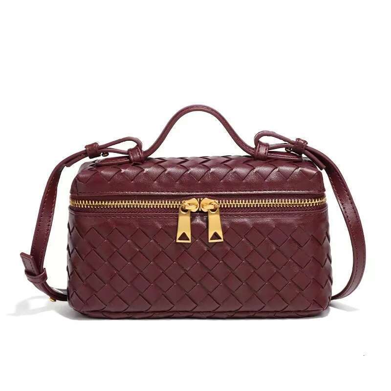 Box Woven Lunch Box Bag, Double-Sided Zipper Opening And Closing Handbag, Trendy Single Shoulder Small Square Bag