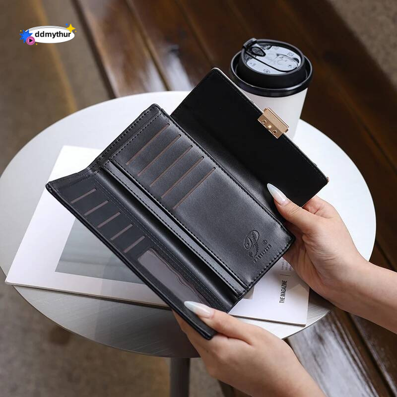 2024 summer new women's long Korean PU print buckle folding can expand mobile phone wallet multi-card fashion trend ins n ddmythur