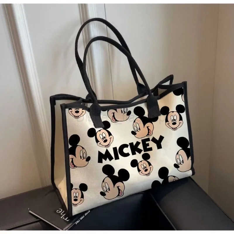 Disney New Large Capacity Cartoon Canvas Bag Womens 2024 New Fashion Outing Portable Shopping Bag Mommy Shoulder Tote BagXJ250515