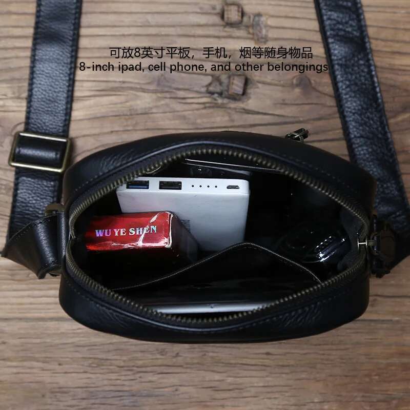 NZPJ Genuine Leather Men's Shoulder Casual Crossbodybag Natural Cowhide Vertical Men Trend Tablet Computer Bag
