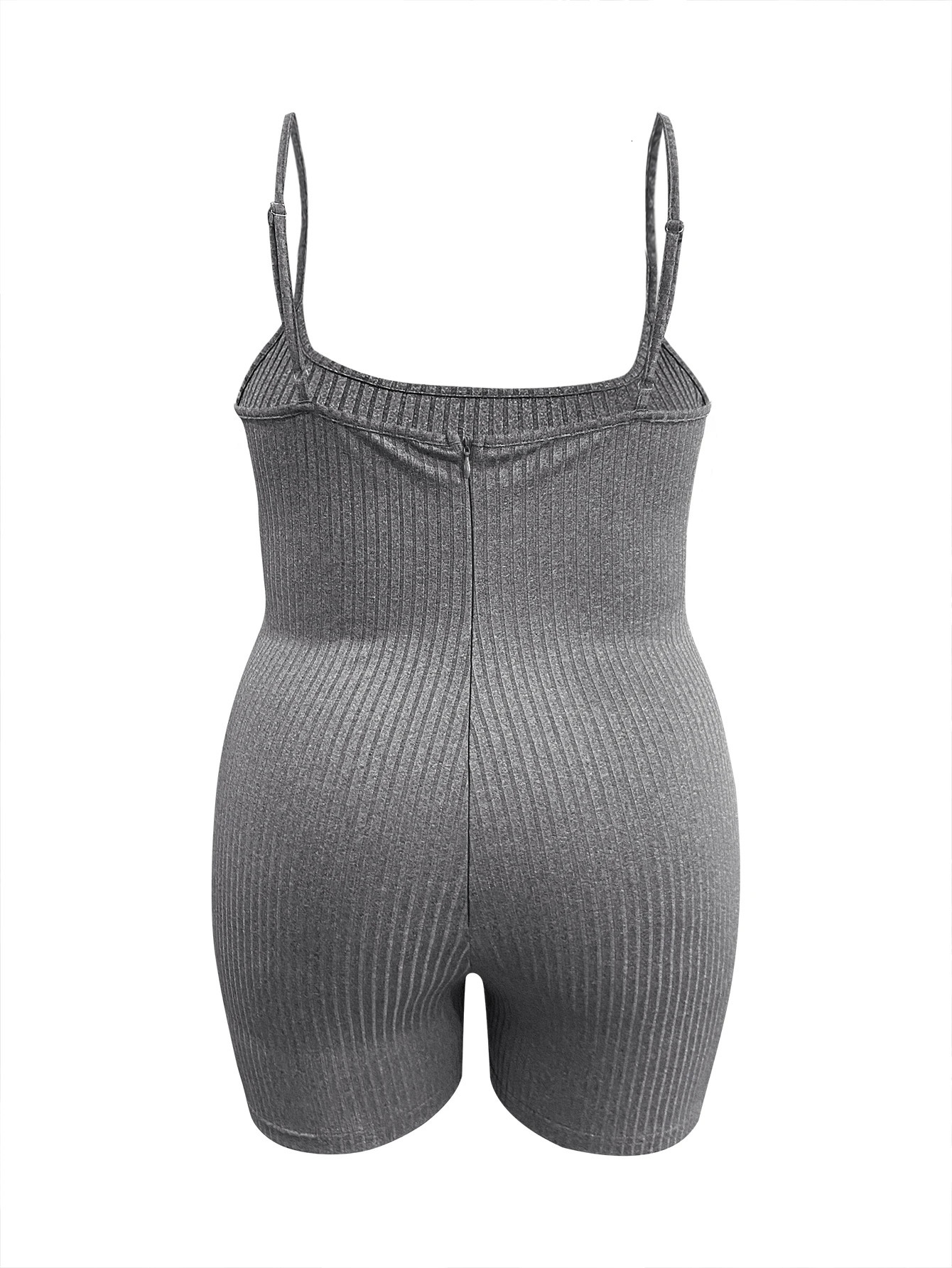 LW BASICS Plus Size Rib Knit Cami Romper Women Summer Suit Casual U Neck Sleeveless Solid Color One Piece Outfit Short Jumpsuits 250515