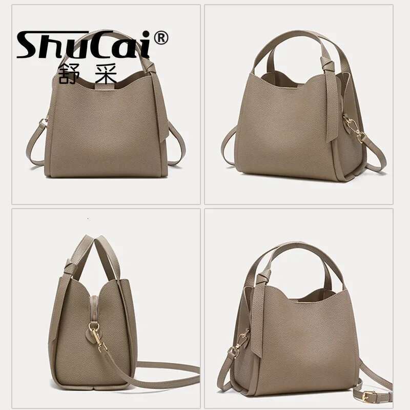 Genuine Leather Designer Handbag Shoulder Fashion Ladies Bucket Cowhide Crossbody Bag For Women