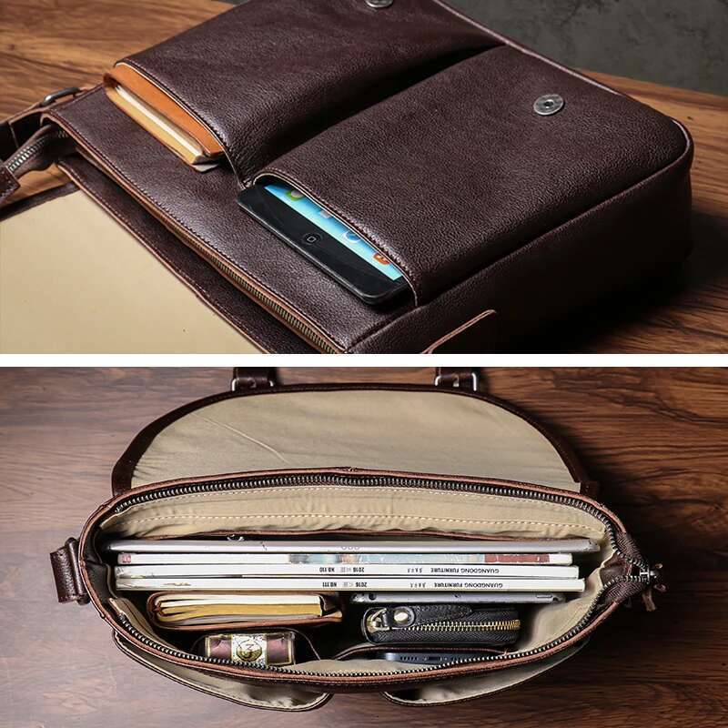 NUKA Designer Messenger Men's Genuine Leather Shoulder Retro High Quality Crossbody Bag Office Business Briefcase
