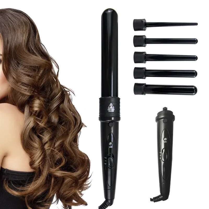 5 In 1 Professional Lron Waver Pear Flower Cone Electric Hair Curler Roller Curling Wand