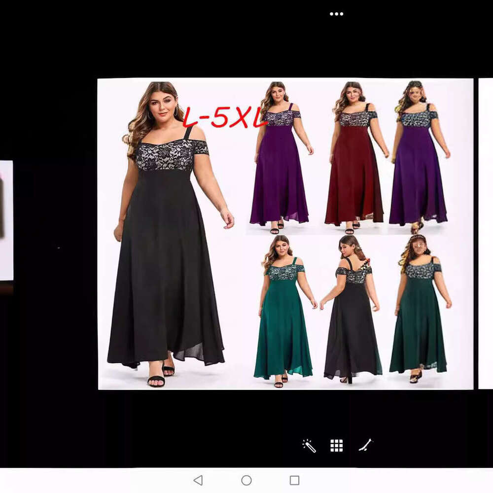 Plus Size Dresses for Woman Elegant Devise Dress Designer Tender Vestidos Festival Skirt Spring summer Large One Shoulder Flower Lace Strap Chiffon Dr