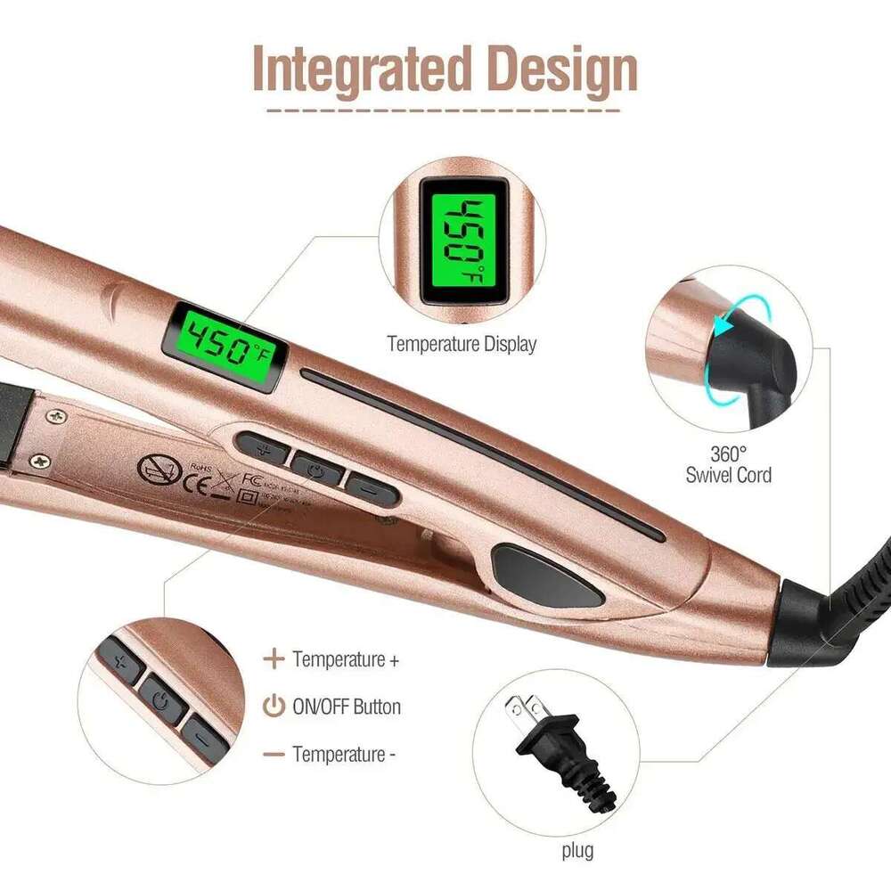 2-In-1 LCD Straightener & Curler with Ceramic Flat Iron for Wet and Dry Hair, Hot Air Comb Feature Hair Styling Appliances