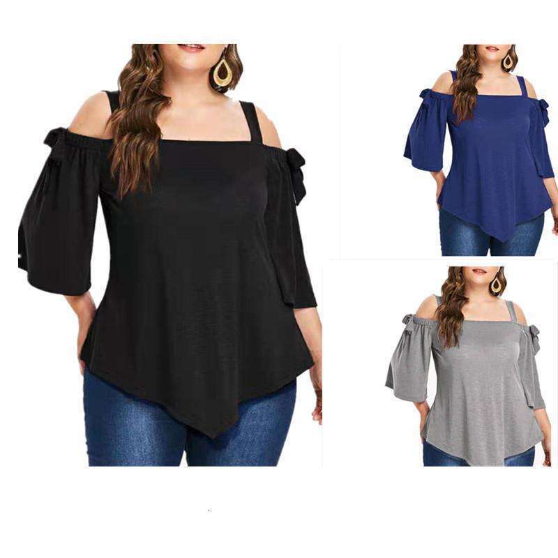 Plus Size Shirt Women Women Designer Clothes Tshirt Shirts Shirts for Women Designer Gothic 2025 Large Womens Off the Shoulder Mid Sleeve Bow Tie Irre