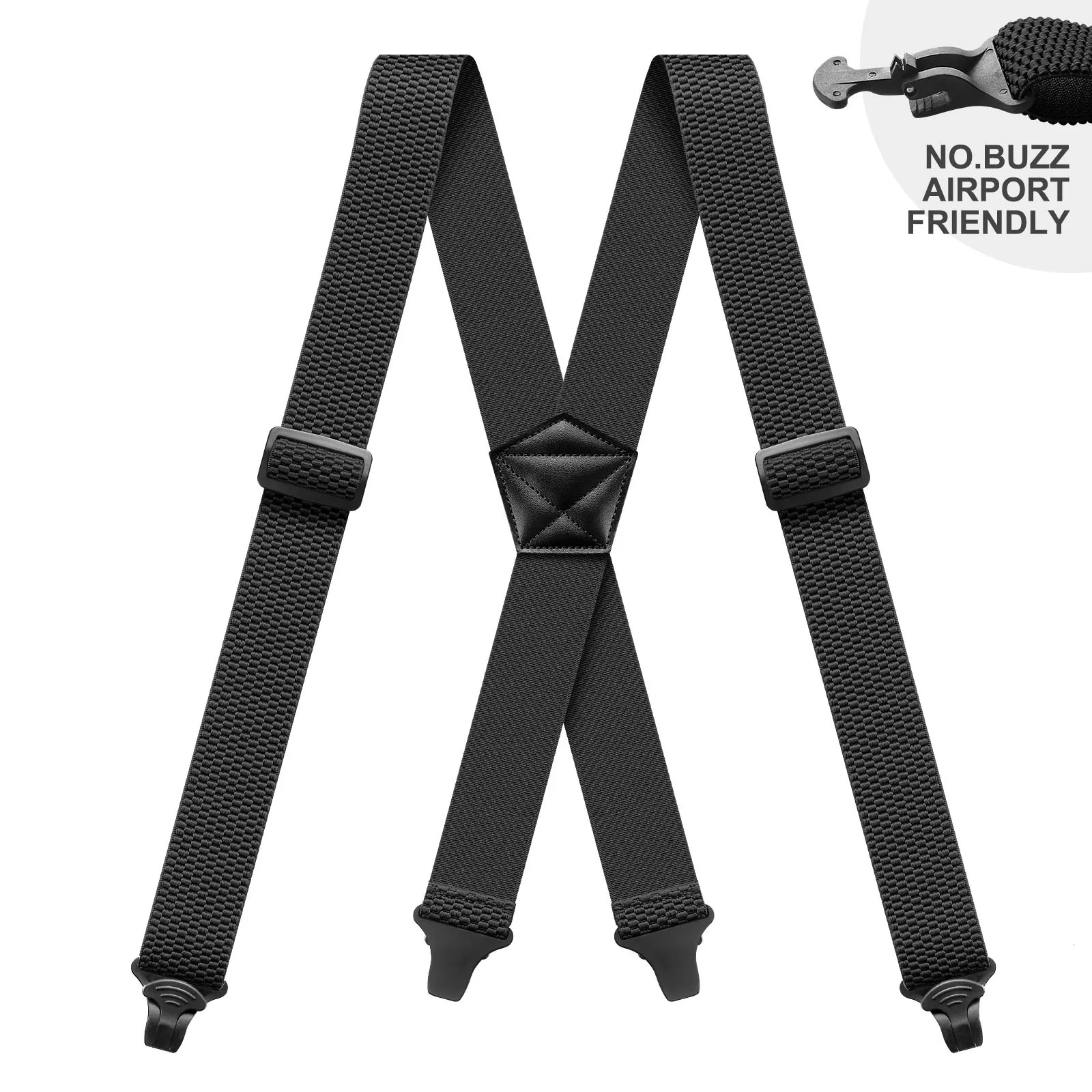 Men Suspenders Heavy Duty Work 3.8cm Wide X-Back with 4 Plastic Gripper Clasps Adjustable Elastic Trouser Pants Braces 250515
