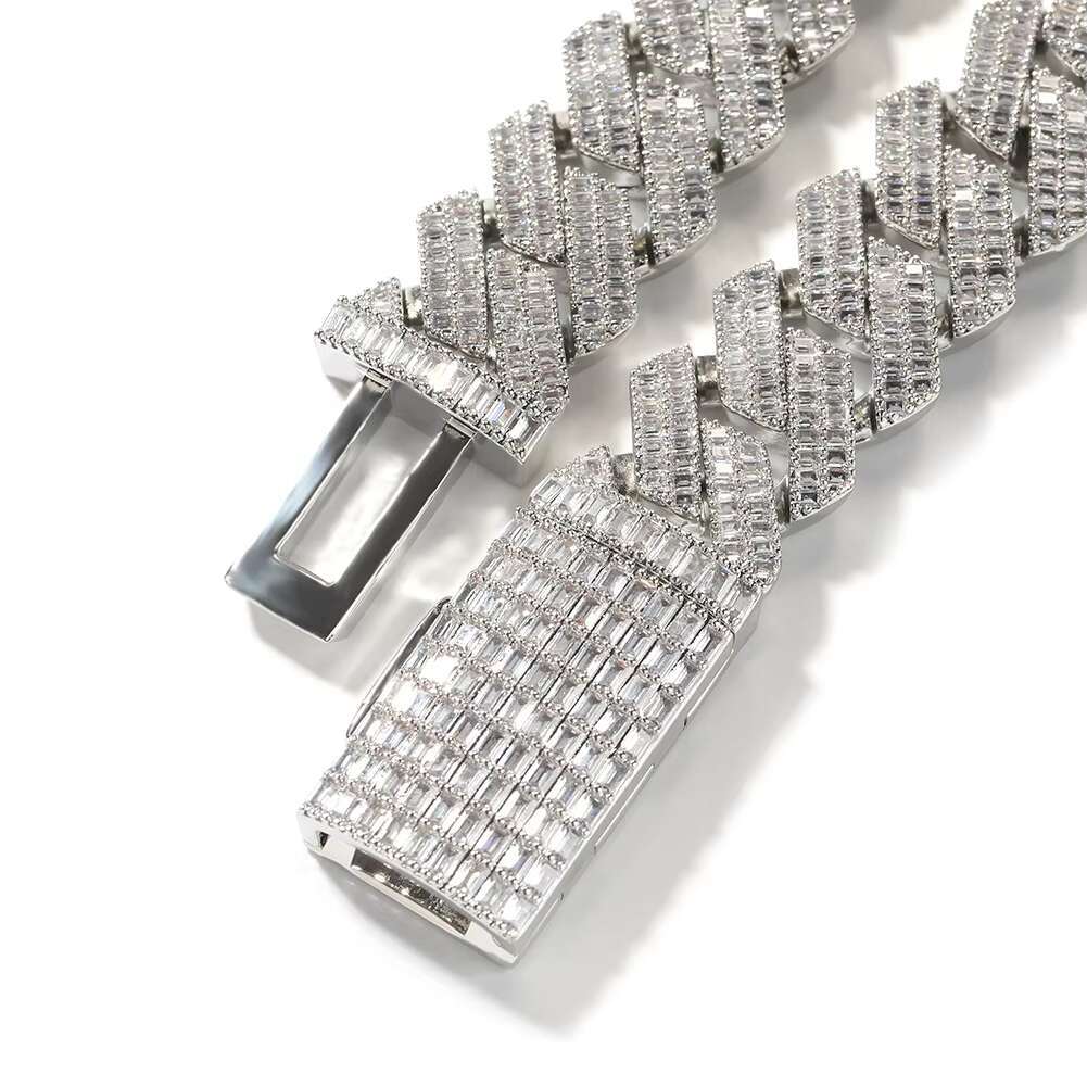 Men's Hip Hop Double Row Zircon Cuban Necklace Gold Plated Link Chain Weddings Parties Copper Fashion Jewelry Necklaces