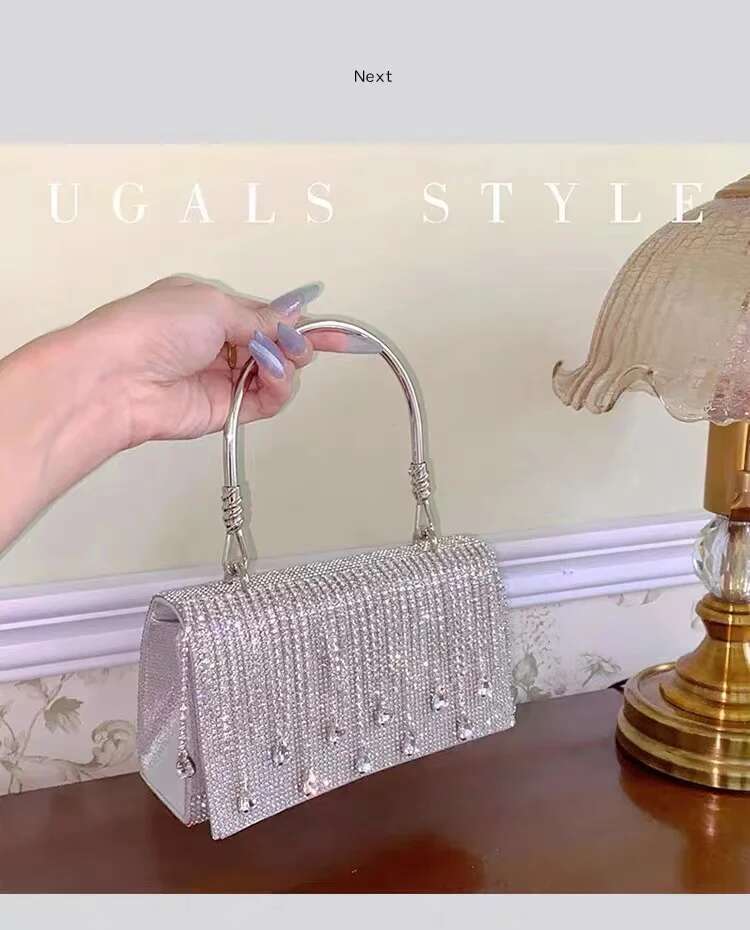 Glitter Shiny Dia Evening Bling Tassel Square Women Handbag Wedding Party Clutch Purse Shoulder Crossbody Bag