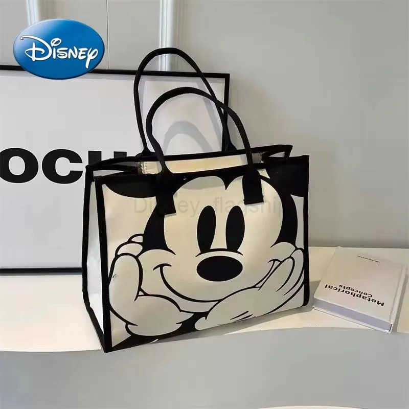 Disneys New Cartoon Mickey Casual Versatile Womens Large-capacity Canvas Bag Fashionable Work Commuter Handbag Bags for WomenXJ250515