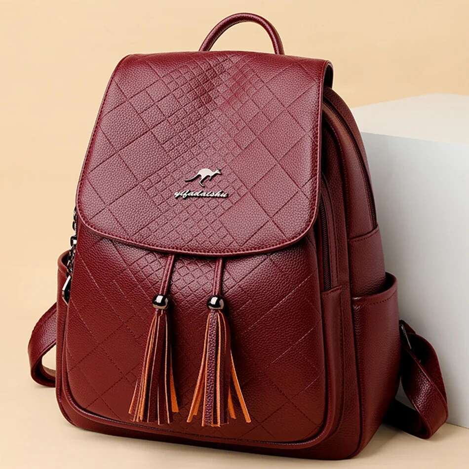 Kangaroo Brand Fashion Backpacks For Teenage Girls Women High Quality Leather School Bag Large Capacity Travel Backpack