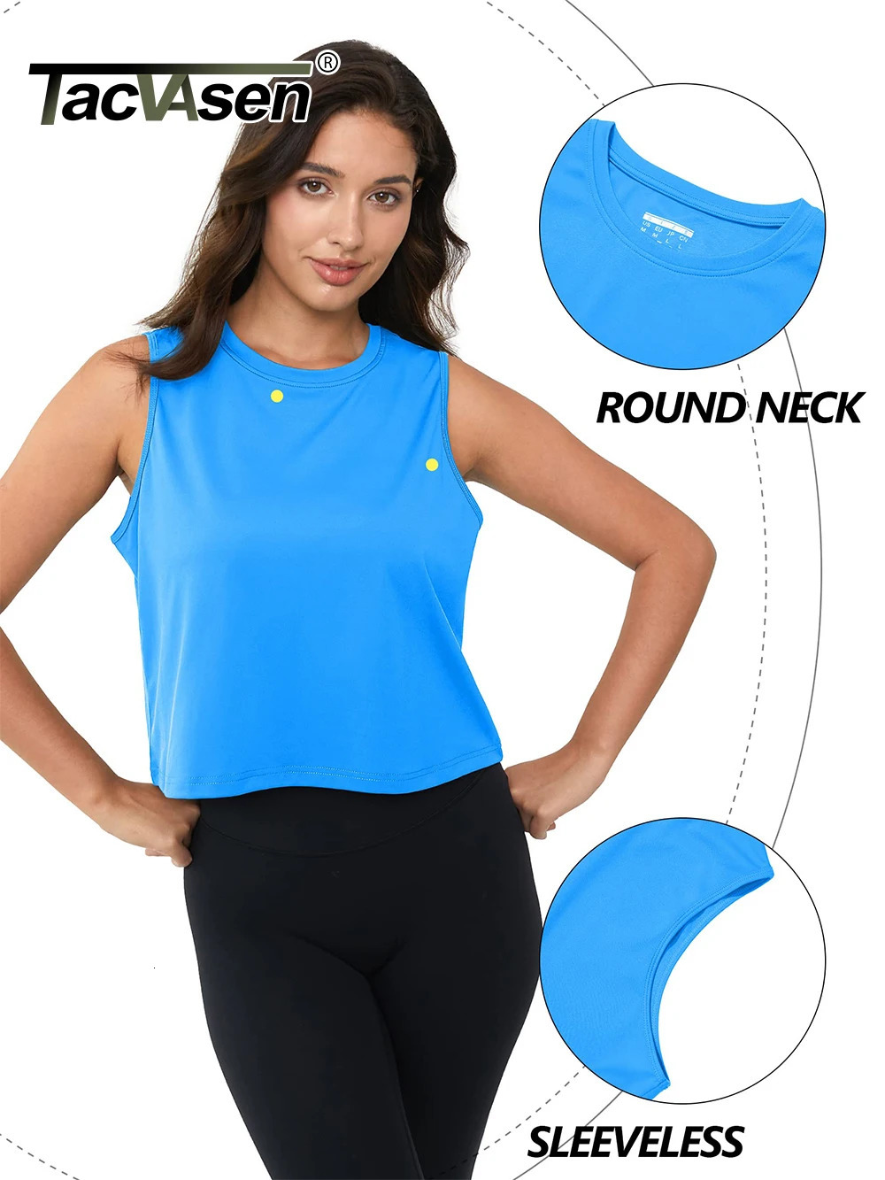 TACVASEN Quick Dry Tank Tops Sleeveless Tshirts Womens Sports Athletic Vests Gym Workout Training Fitness Tee Short Length 250515