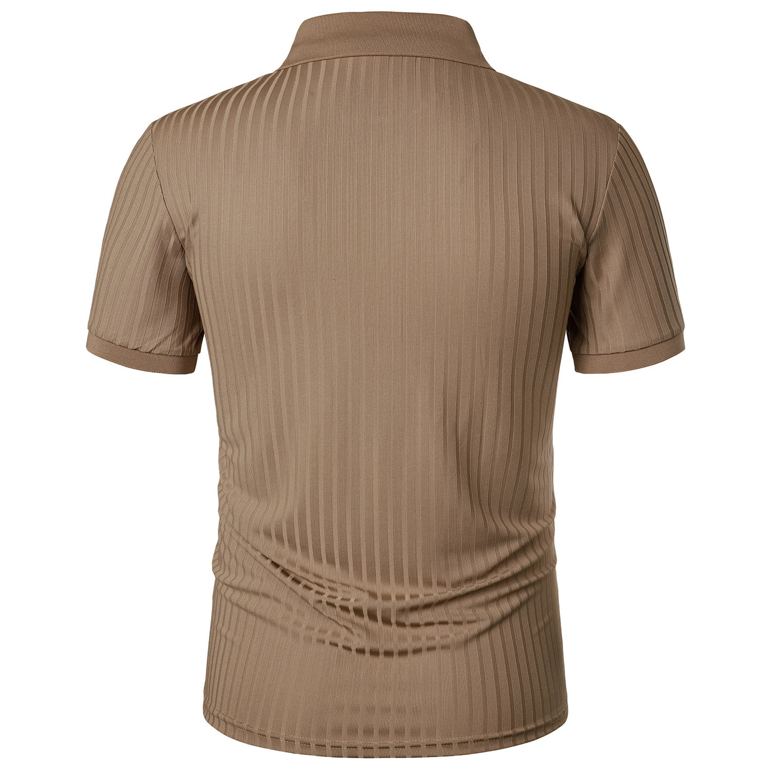 Mens running sports fitness wear summer high stretch vertical short-sleeved POLO shirt slim knit base shirt 250515