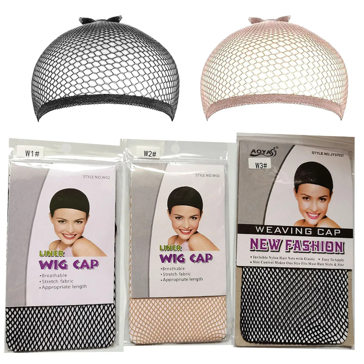 2PCS Black/Skin Color Mesh Net Wig Caps Liner Weaving Caps for Wigs Elastic Hair Net Open or Close End Fishnet Wig Caps Average 250513