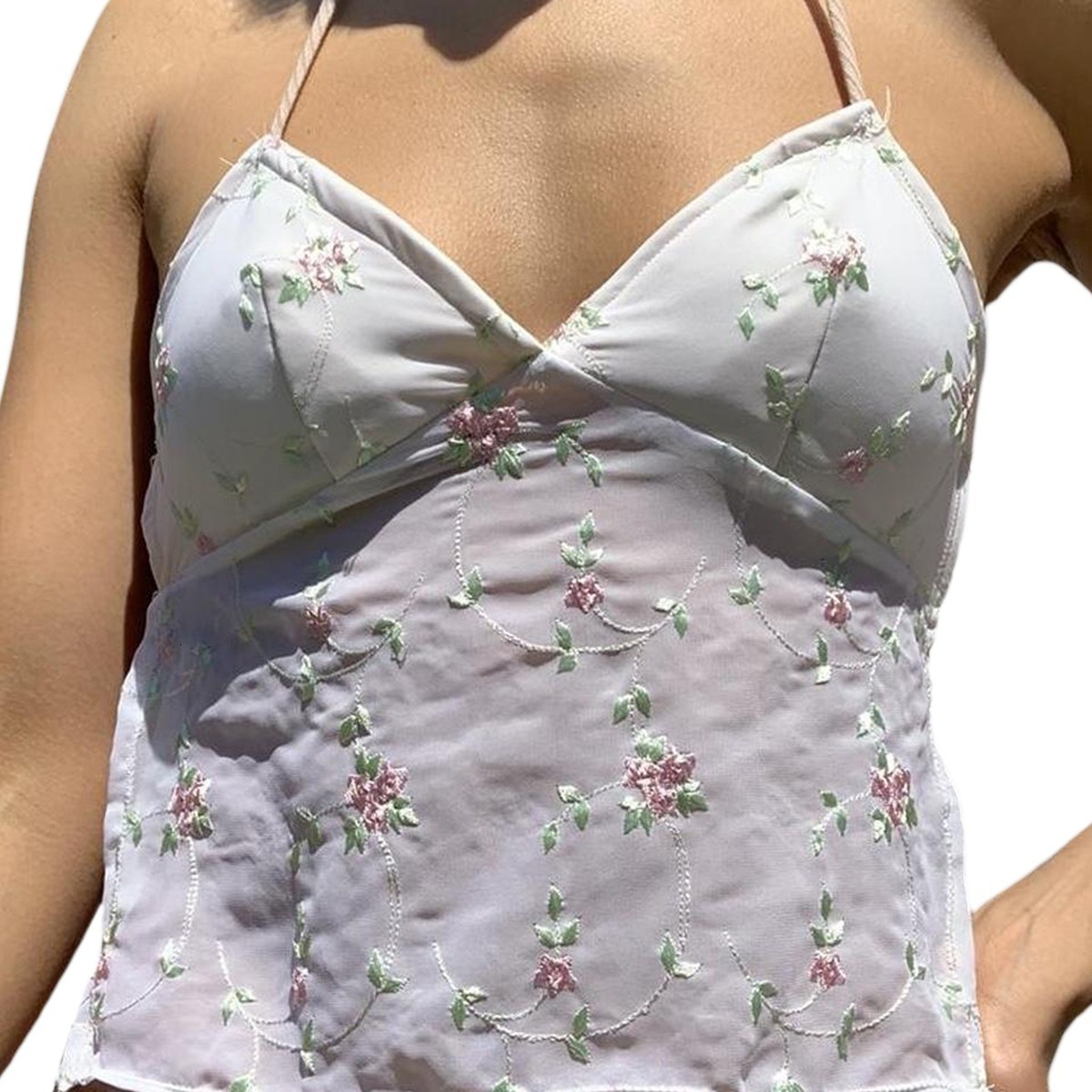 Sexy lace patchwork road north embroidered V-neck camisole womens vest top