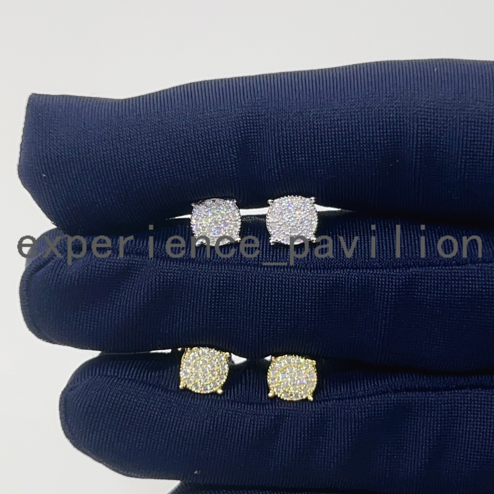 Custom Hiphop Jewelry Pass Diamond Tester 925 Sterling Silver VVS Classic Gold Plated Stud Moissanite Stud Earring