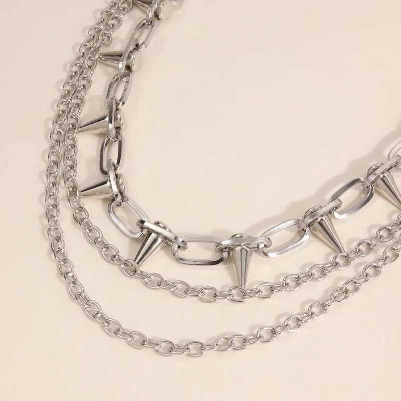 New Punk Rivets Pants Chain for Women Men Hip Hop Silver Color Multilayer Waist Chain Dress Jewelry Gothic Rock Accessories Y250515