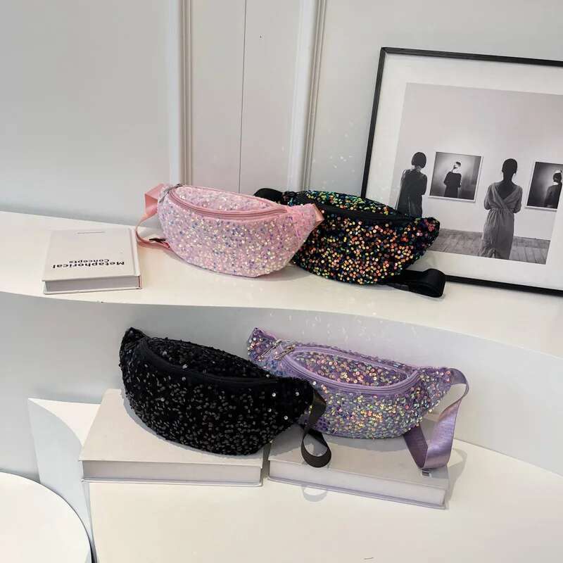 Sequins Waist Women Fashion Fanny Pack Casual Shoulder Crossbody Chest Bag Female Hip Hop Belt Bags Trend