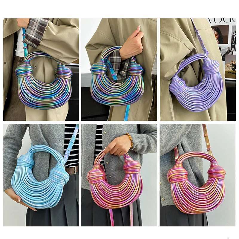 Handbags For Women Designer Handwoven Noodle Bags Rope Knotted Pulled Hobo Evening Purses Clutch Bag For Banquet Party