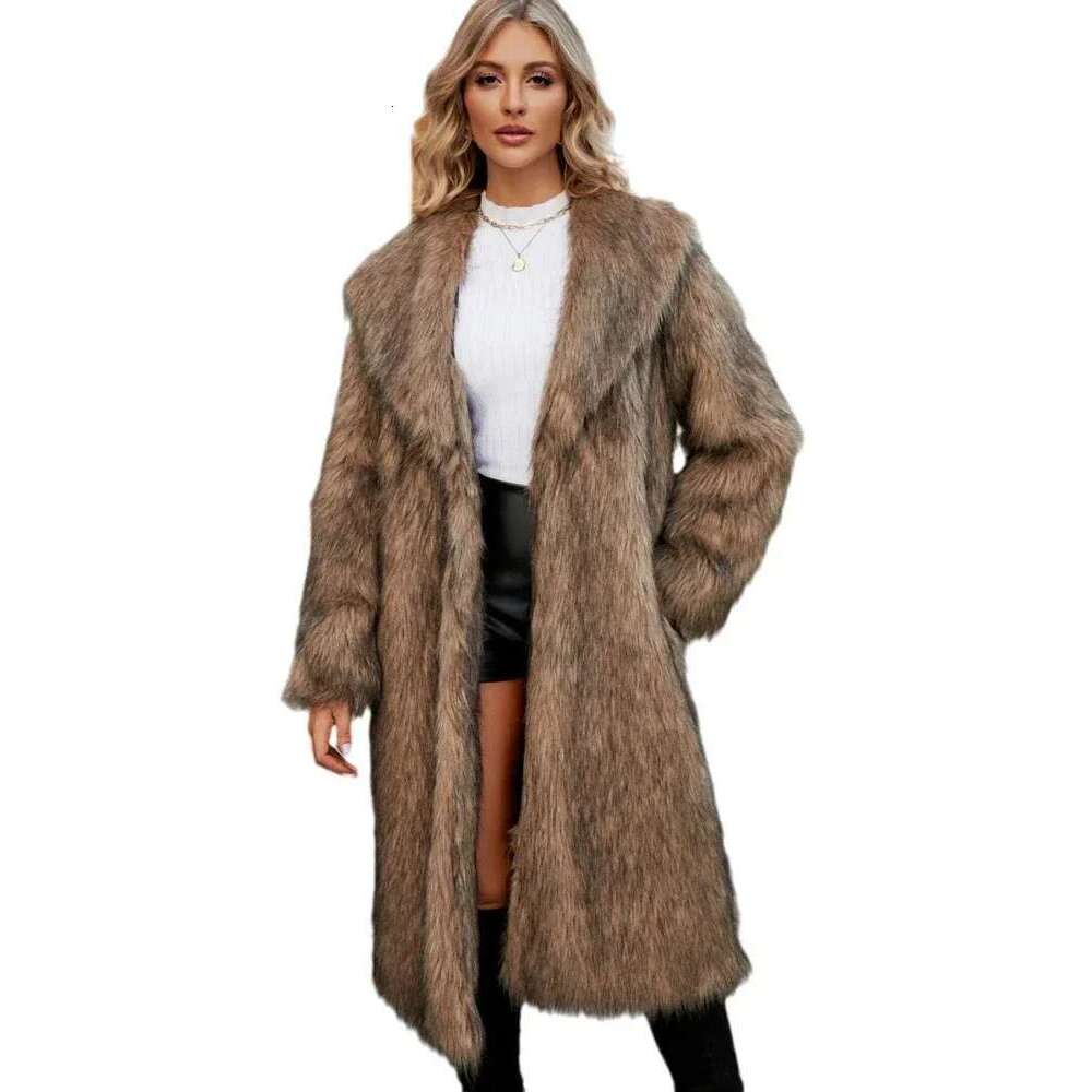 Women's Warm Faux Fox Fur Coat Winter Jackets Leisure Long Jacket Windbreaker Women Thick Fluffy Bontjas Outerwear