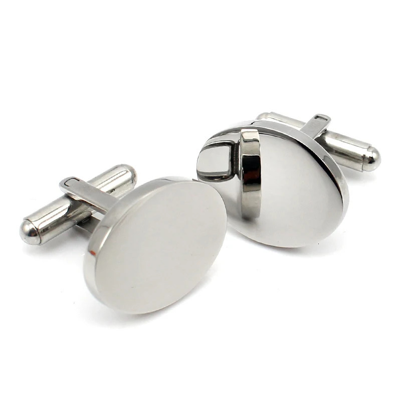 Silver Color Oval Cuff Buttons Men Wedding Stainless Steel Cuff Links Fashion Jewelry Wholease 250515