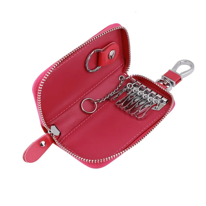 Vintage Genuine Leather Wallet Men Key Holder Housekeeper Keys Organizer Women Multifunction Covers Zipper Key Case Bag 250515