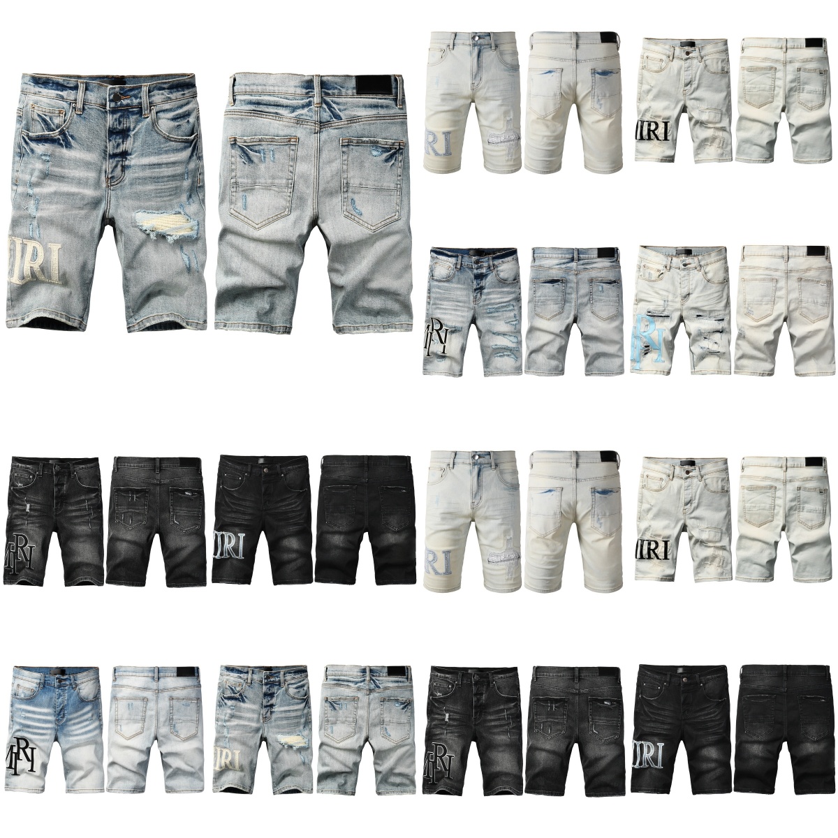 designer amiribrand jeans skinny ksubi jeans for men hole cotton hip hop black Straight jeans white denim trousers purples hole Pants Jeans slim fit jeans short 77I