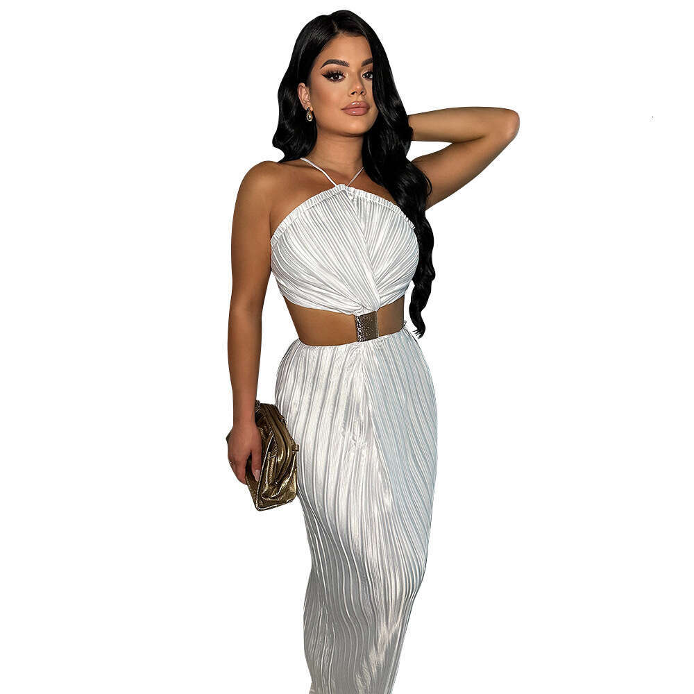 K10759 style women's pleated sexy lace up evening dress with a slit after opening, new