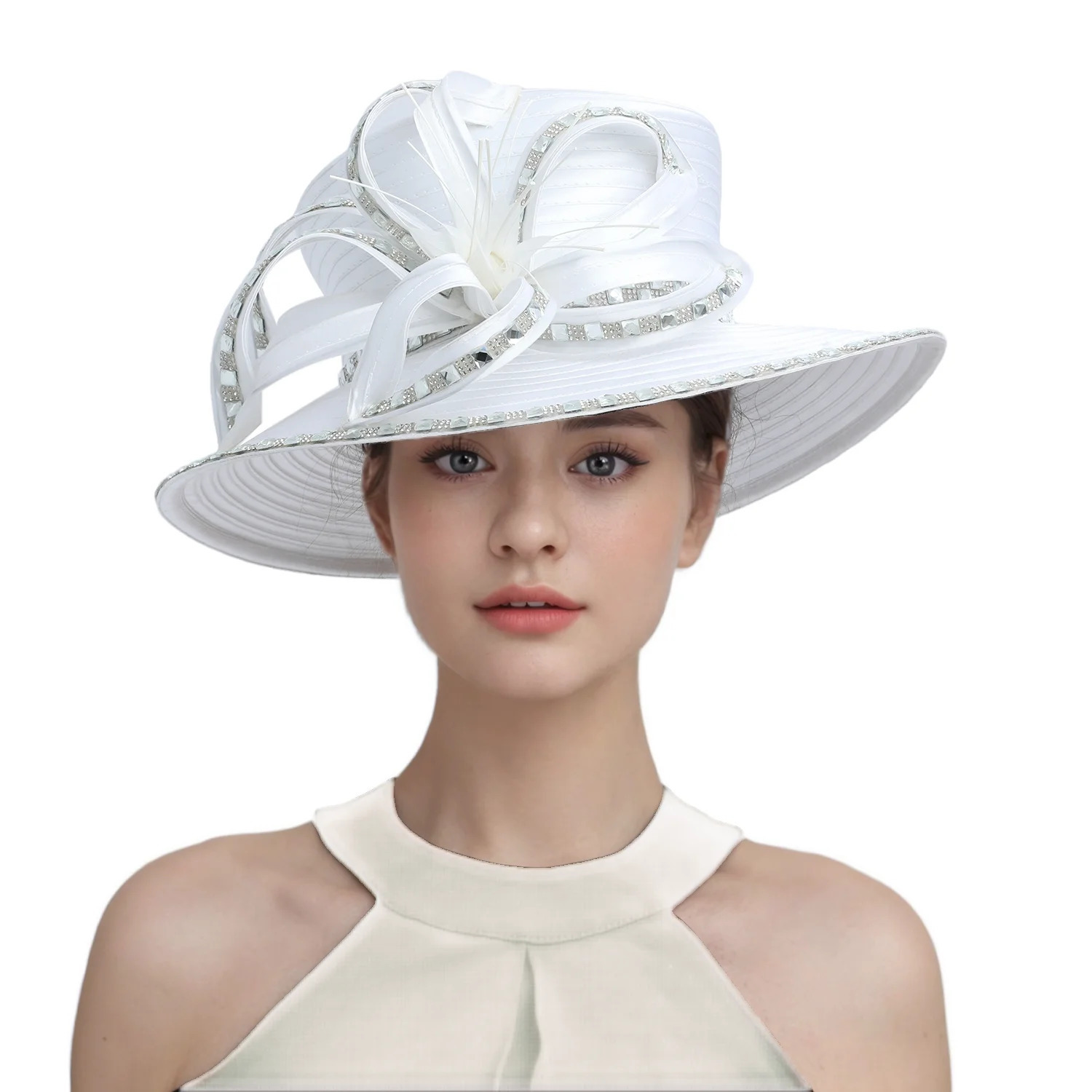 Perfect Most Satin Cloth Church Hat Deluxe Unique Pography Wedding Hat Fancy Formal Flower Fascinator Top Hat Female 250514