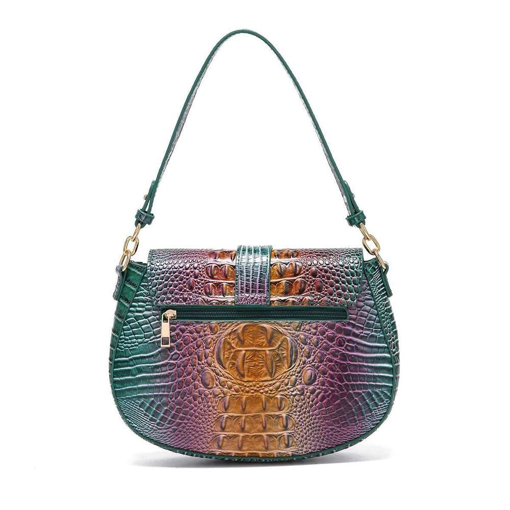 Saddle Large Buckle Crocodile Pattern, Colorful Underarm Bag, Single Bag With Shoulder Strap And Crossbody