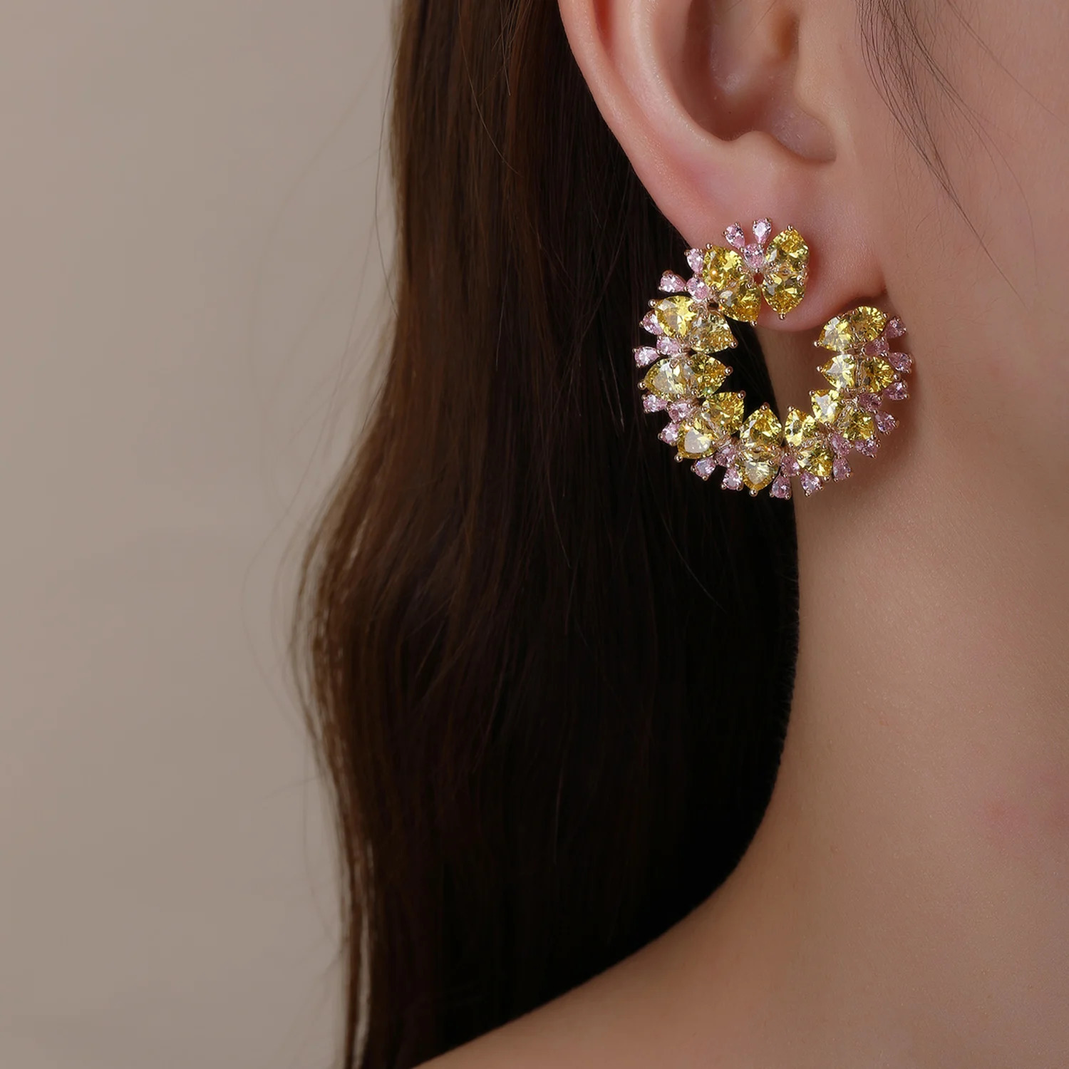 High Quality C Shape Colorful Zircon Earrings Gifts For Girls Jewelry Colorful Dress Accessories Earrings For Women CE12118 250515