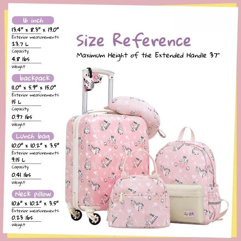 Luggage Set 5 Piece Suitcase Set 16 Carry on Hardside Spinner Toddler Luggage Travel Rolling Luggage 250514