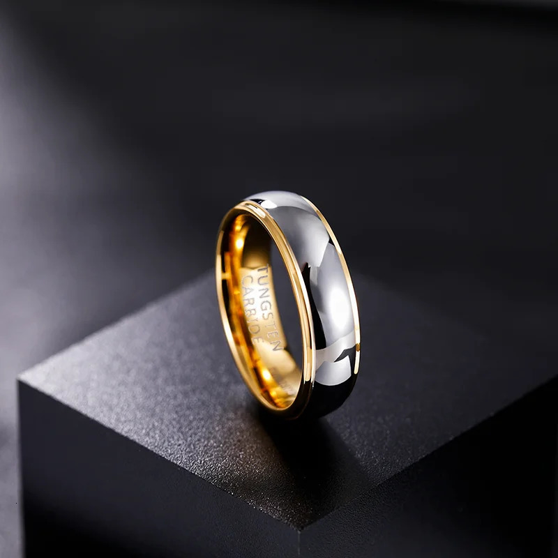 Tigrade 4mm/6mm Men Women Tungsten Carbide Ring Gold Plated Polished Rings Engagement Wedding Bands For Lover Couple 250515