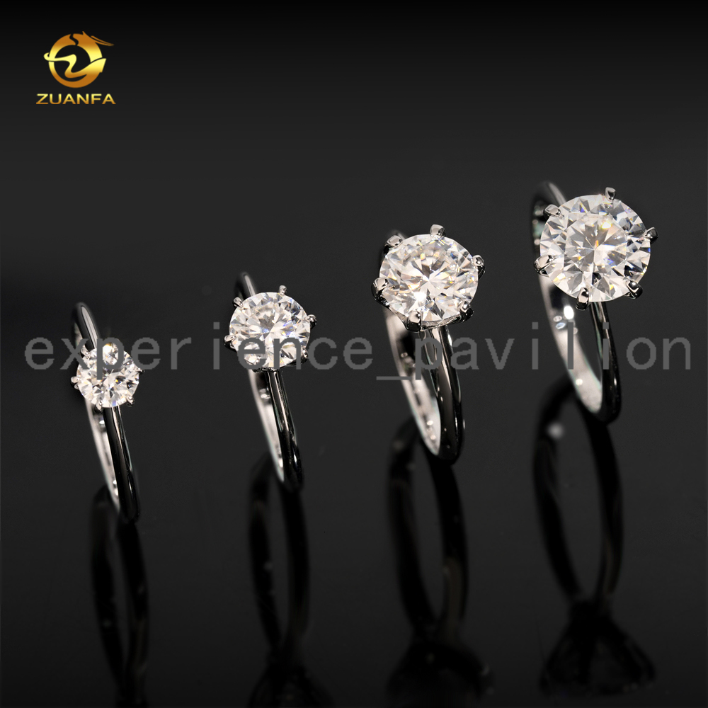 0.5ct 1ct 2ct 3ct Moissanite Engagement Rings 925 Silver 6 Prong Set Women Wedding Ring Pass diamond tester Solitaire ring