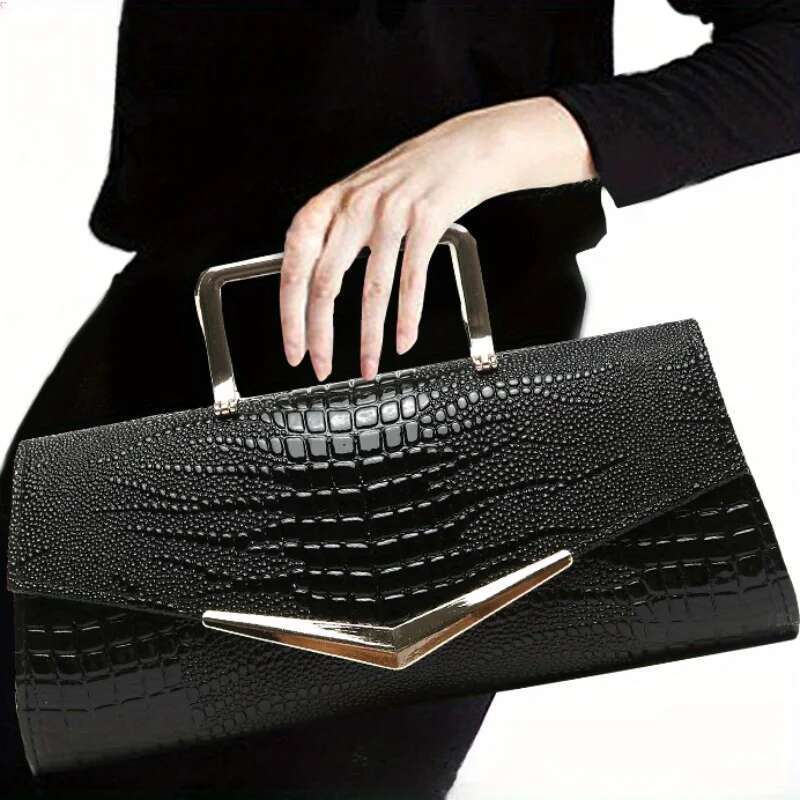 Women's crocodile patterned women's handbag, banquet crossbody bag