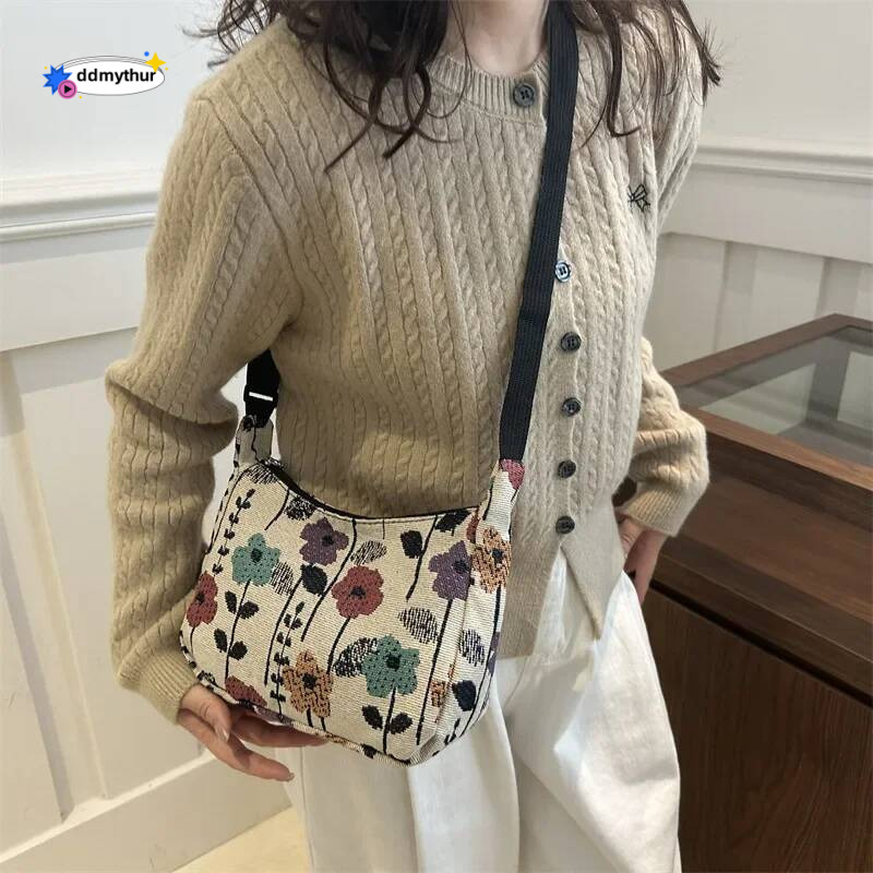 Casual Artistic Printing Underarm Literary Niche Shoulder Fashion 2025 New Tote Only Beautiful Women Bag ddmythur