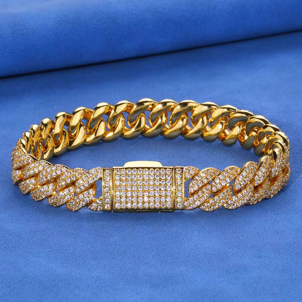 Personality 10mm S925 Silver VVS D Colour Moissanite Bracelet Hip Hop Bubble Miami Iced Out Tennis Bracelet Cuban Chain for Men