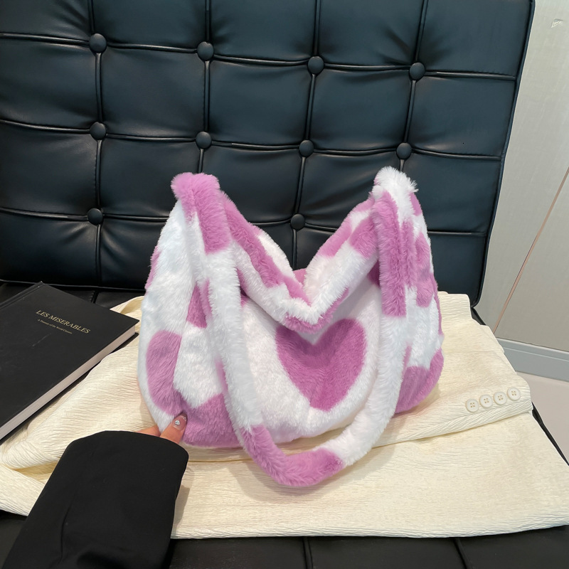 Free Delivery Designer Bag Autumn And Winter For Women 2025 Simple Large Capacity Plush Tote Soft Girl Love Single Shoulder Underarm Bag Luxury Bag