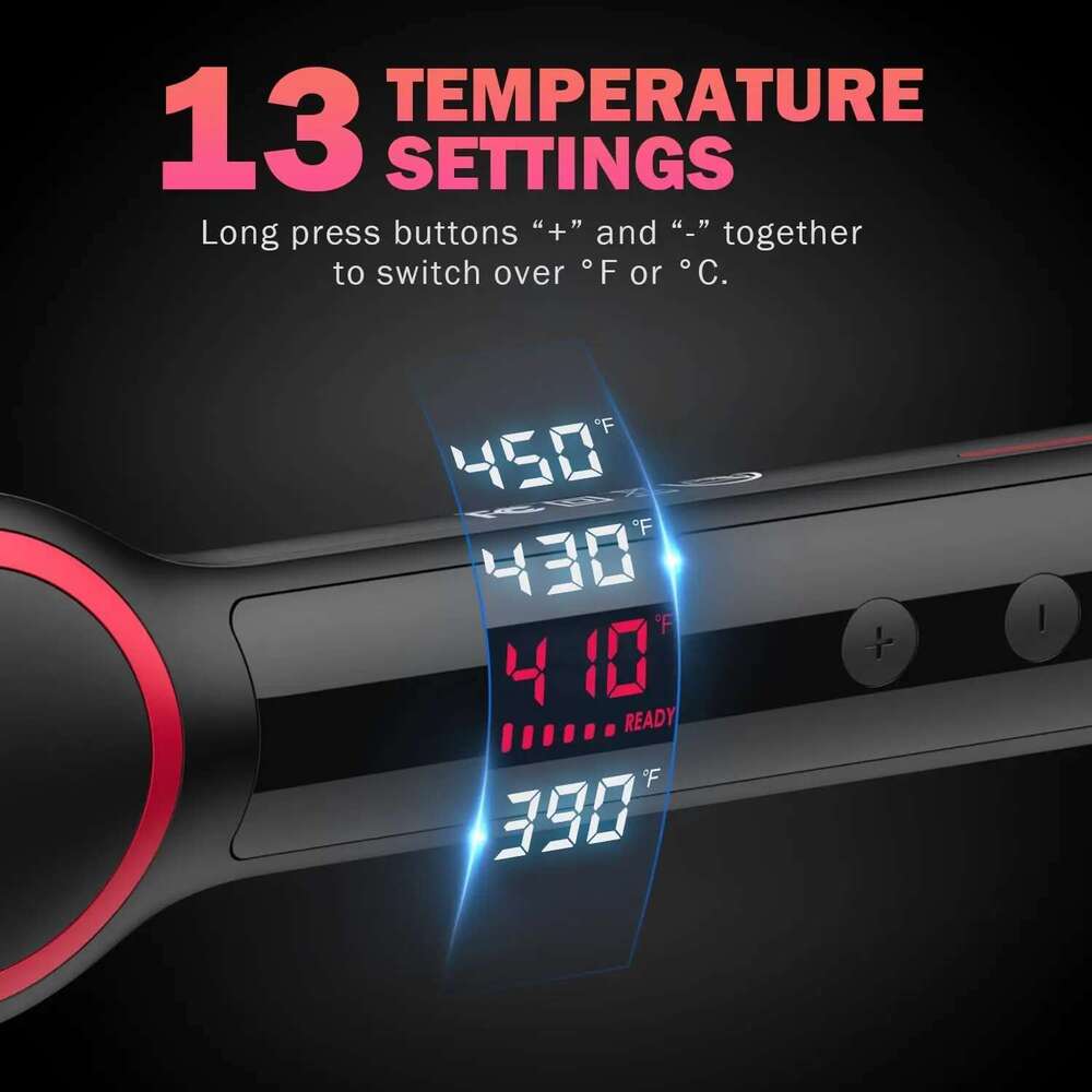 Hair Straightener Brush with 13 Temp Settings, Ring Straightening Comb, 30s Fast Heating, 50 Million Level Anion, Negative Ions