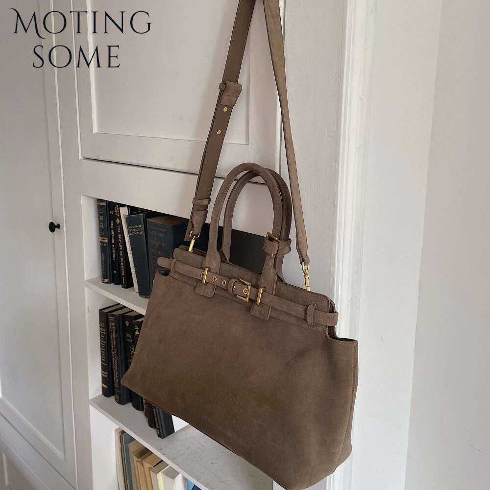 Motingsome 100% Natural Suede Bag Women Designer Bags Roomy Casual Tote Crossbody Fashionable Handbag and Purses New