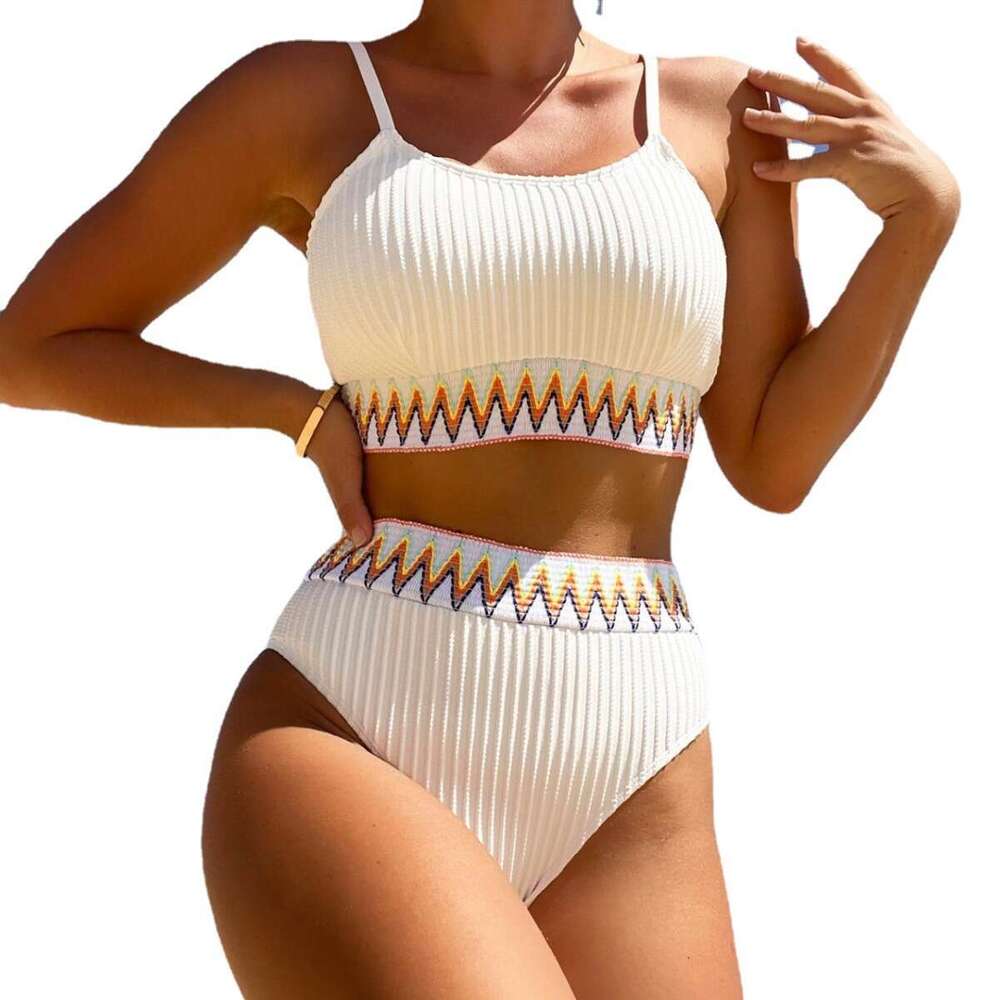 Bikini bikini fashion women's split sleeveless European beauty with chest cushion swimsuit factory wholesale 2025 temperament versatile new trend